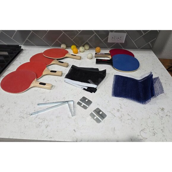 Ping Pong/Table Tennis Bundle – 6 Paddles, 2 Nets, 7 Balls, Mounting Hardware - Picture 3 of 3